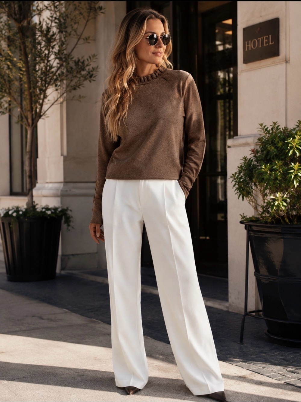 J. Crew Cotton Blend Brown Crewneck Sweater